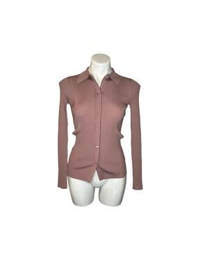 BABATON Collared Button Up Long Sleeve Blouse Pale Mauve Size 2XS